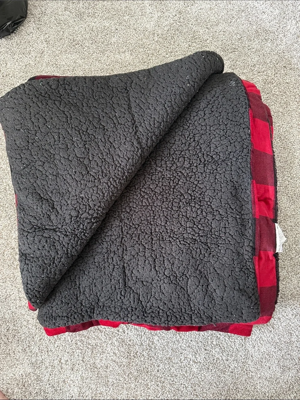 Red and Black Buffalo Plaid Sherpa Queen Comforter Set